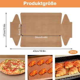 Permanent Baking Film, 5 Pieces Baking Paper Loaf Tin, 43 x 24 cm, Premium Baking Paper, Reusable Heat Resistant, Non-Stick Coating Baking Accessories, Teflon Non-Stick Coating (Brown)