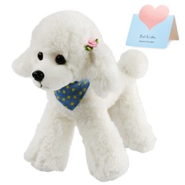 Athoinsu Realistic White Poodle Puppy Stuffed Animal Soft Adorable Hugging Puppy Dog Plush Toy Children's Day Holiday Birthday (White)