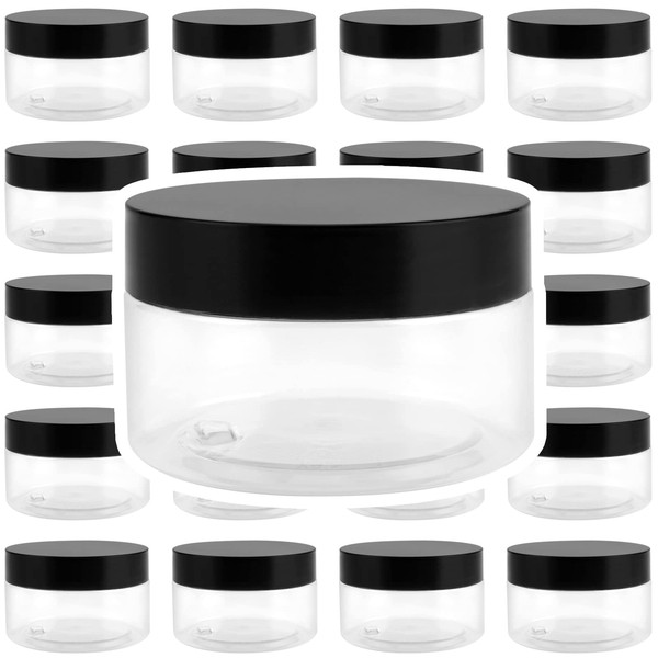 JOIKIT 24 Pack 100ml Clear Plastic Jars with Lids, Wide