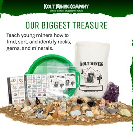 Kolt Mining Activity Dig Kit – Mother Lode Includes Fossils, Arrowheads, Shark Teeth, Excavate Real Crystals, Rocks, Minerals and Gemstones - STEM/STEAM – Ideal for Geology Enthusiasts