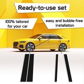 Decorative trim suitable for Mercedes GLK X204 2008-2015 (5-door, SUV): paint protection film for B-C pillar bezel cover left/right front door/back door (black high-gloss)