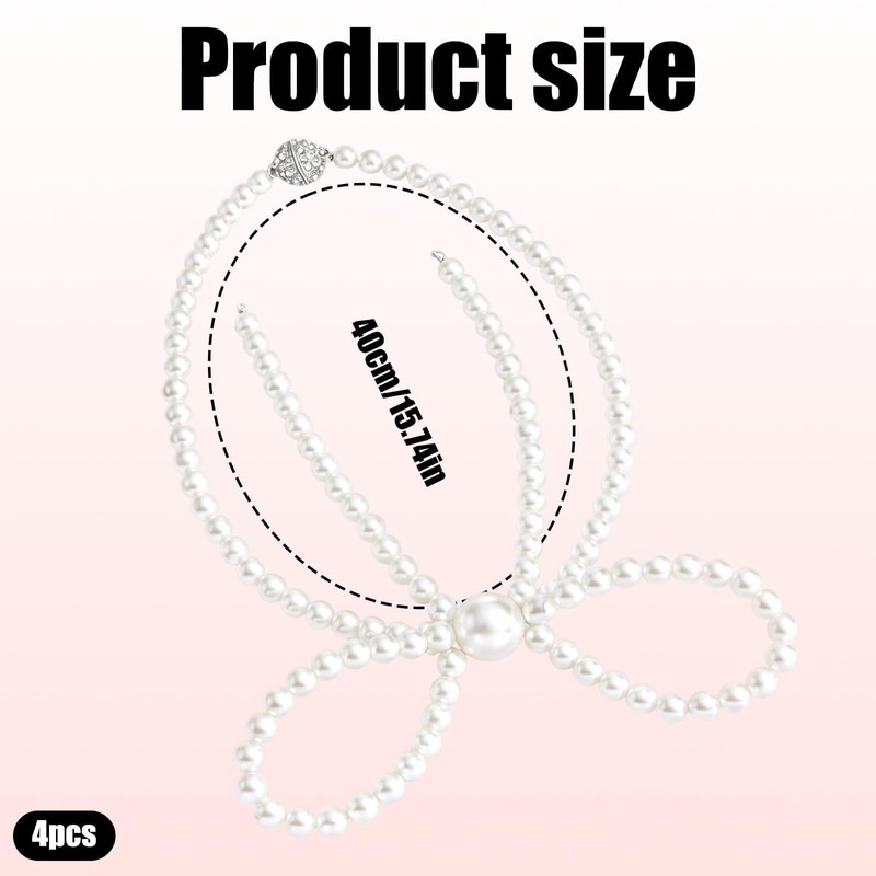 4 Set of Bow Curtain Tiebacks, Pearl Bow Curtain Holders,