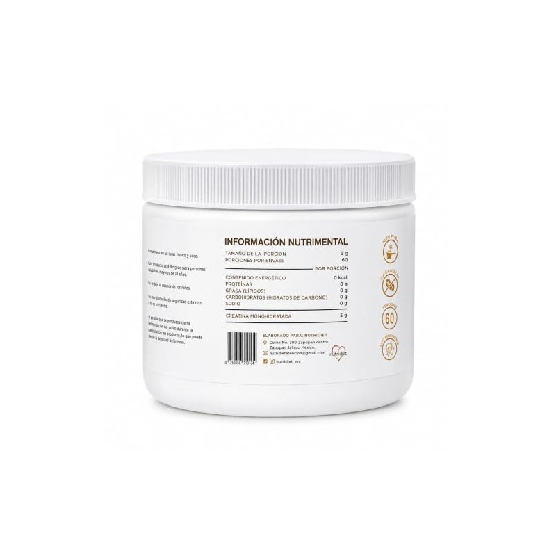 Nutridiet, Creatina Monohidratada Micronizada de Alta Pureza