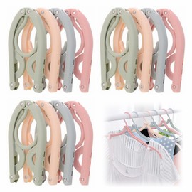 12pcs Travel Coat Hangers for Adults, Folding Clothes Hangers Plastic Coat Hangers Foldable Portable Hangers for Travelling Home Hotel Camping, Holiday Travel Accessories Cruise Essentials, 4 Colors