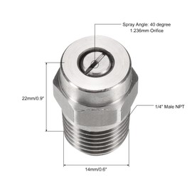 uxcell 6 Pcs Pressure Washer Tip 1/4" Male NPT Threaded Spray Nozzles Stainless Steel for Water Gun Water Broom and Undercarriage Cleaner (40 Degree, 1.236mm Orifice)