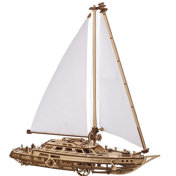UGEARS The Dream of Serenity Wooden Model to Build Boat – 3D Puzzle Wooden Sailboat – Mechanical Model Boat Wooden Adult – Perfect Construction for Boat Model Lovers