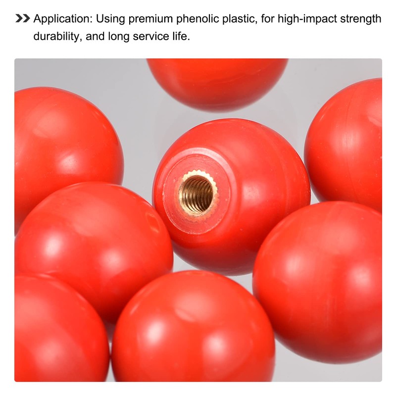 sourcing map 6Pcs Threaded Ball Knobs, M10 Female Thread Thermoset