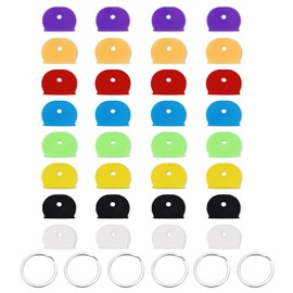 38 Piece Key Cap Label Set Colours Plastic Key Identification Label Covers for Standard Flat House Keys and 6 Key Fob Set for House Keys