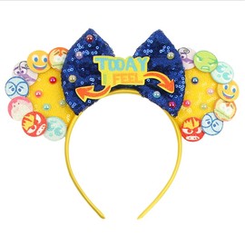 MADO Today I Feel mouse ears headband for women adults kids, emotion mouse ears for adult kids women girls boys,Park mini ears headbands for women kids girls (yellow emotion)