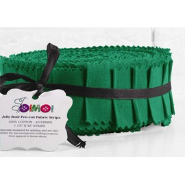 Soimoi 40Pcs Solid Green Precut Fabrics Strips Roll Up 1.5 Inches Cotton Jelly Rolls for Quilting