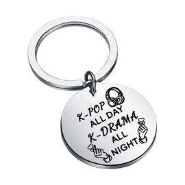 MYOSPARK K-Drama Lover Gift K-Pop Lover Gift K-Pop All Day K-Drama All Night Keychain K-Pop Music Fans Gift (K-Pop Night KC)