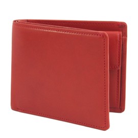 Tochigi Leather TGS-5533 Men's Gusseted Bi-Fold Wallet, Genuine Leather, Made in Japan, Leather Coaster Included, Multiple Storage Spaces, red, Ｗ120×Ｈ95mm