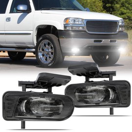 RAMJET4X4 DOT LED Fog Lights Assembly Fog Lamps Replacement Compatible with 1999-2002 GMC Sierra, 2000-2006 GMC Yukon/Yukon XL Pickup Truck, with Bulbs 899 Clear Lens
