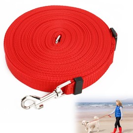 Hurifeng Recall Lead 10 m for Dogs - Robust Dog Lead for Training & Outdoor - PP Material with Zinc Alloy D Carabiner - For Small to Large Dogs (Red)