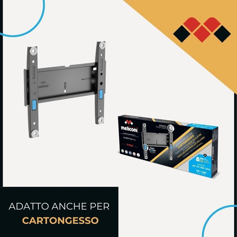 Meliconi Slimstyle Plus 200 S, Supporto TV Parete Fisso anche