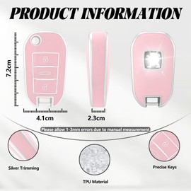 TOOMUME Key Cover TPU Car Key Case Fits Peugeot 208 308 508 2008 3008 Rifter Citroen C3 C4 Cactus Berlingo Picasso Xsara Jumpy, Key Cover Protection Key Case - Flip Key