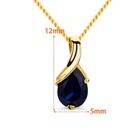 OROVI 14 Carat (585) Gold Jewellery Women's Necklace in Yellow Gold with Teardrop Pendant Gemstone Birthstone Sapphire/Ruby/Emerald/Topaz/Amethyst Chain 14 Carat (585) Gold, Gold Gold 14K, Sapphire