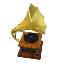 Alnicov Miniature Gramophone Mini Phonograph Model for Dollhouse Fine Craftsmanship and Design for Home Decor Retro Mini Gramophone Ornament