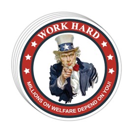 IMPERIAL VIBES - Pack Work Hard Millions On Welfare Depend On You! Funny Vinyl Decal for Window – Removable Waterproof Sticker for Van Bumper – Easy use for Car, Van, & SUV–Imp 164