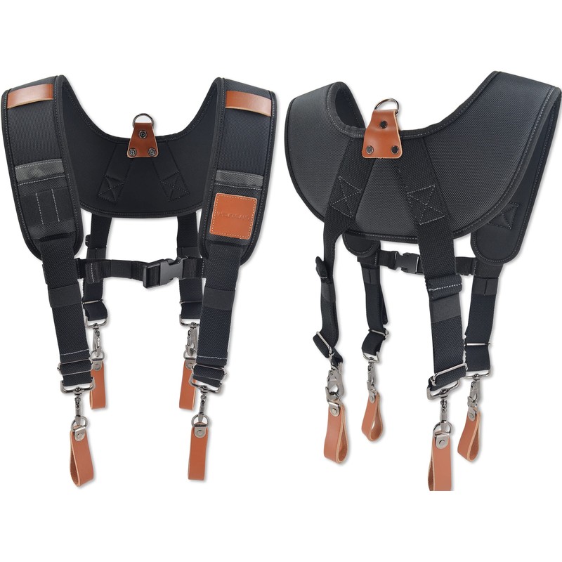 WELKINLAND Heavy-Duty leather tool belt suspenders for Carpenter & construction