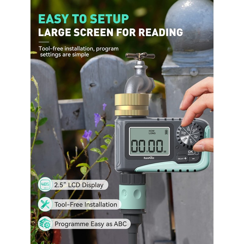 RAINPOINT Sprinkler Timer with Brass Swivel, Water Timer for Garden
