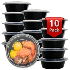 tropipak Meal Prep Containers Reusable 10 Pack-30 oz Food Storage Containers with Lids To Go Food Containers Takeout, Microwave Dishwasher Freezer Safe, Stackable, BPA Free，Plastic Containers (Black)