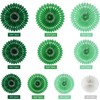 Green White Party Decoration Hanging Honeycomb Round Paper Fans Kit