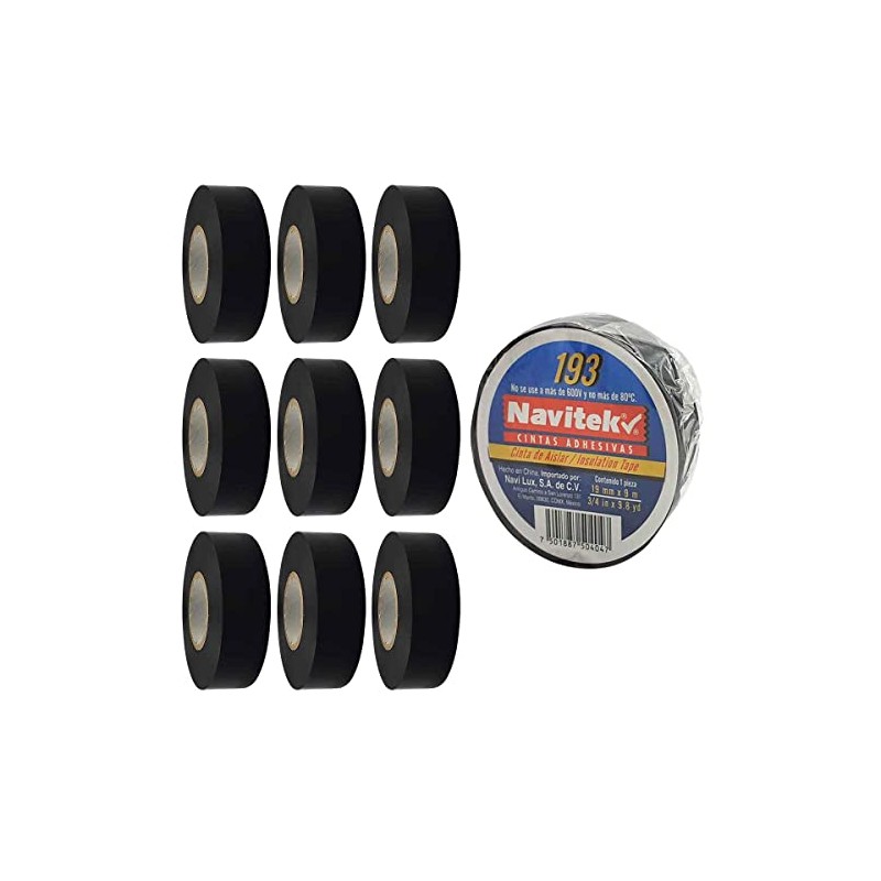 Cinta Aislante Electrica Vinil Navitek 19mm x 9m 10 Piezas