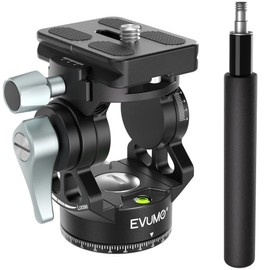 EVUMO H3 Mini Video Tilt Tripod Head, 360° Panoramic Compact Lightweight Camera Video Head for Tripod DSLR Camcorder Telescope, with Quick Release Plates & Detachable Handle, Max Load 8.8lbs/4.0kg