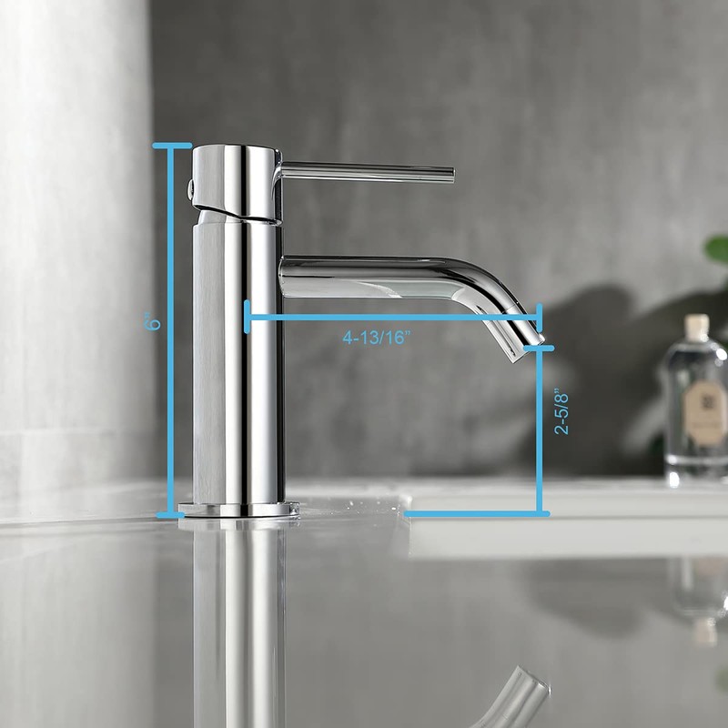 Chrome Bathroom Faucet Single Hole, Single Handle Water Faucet for