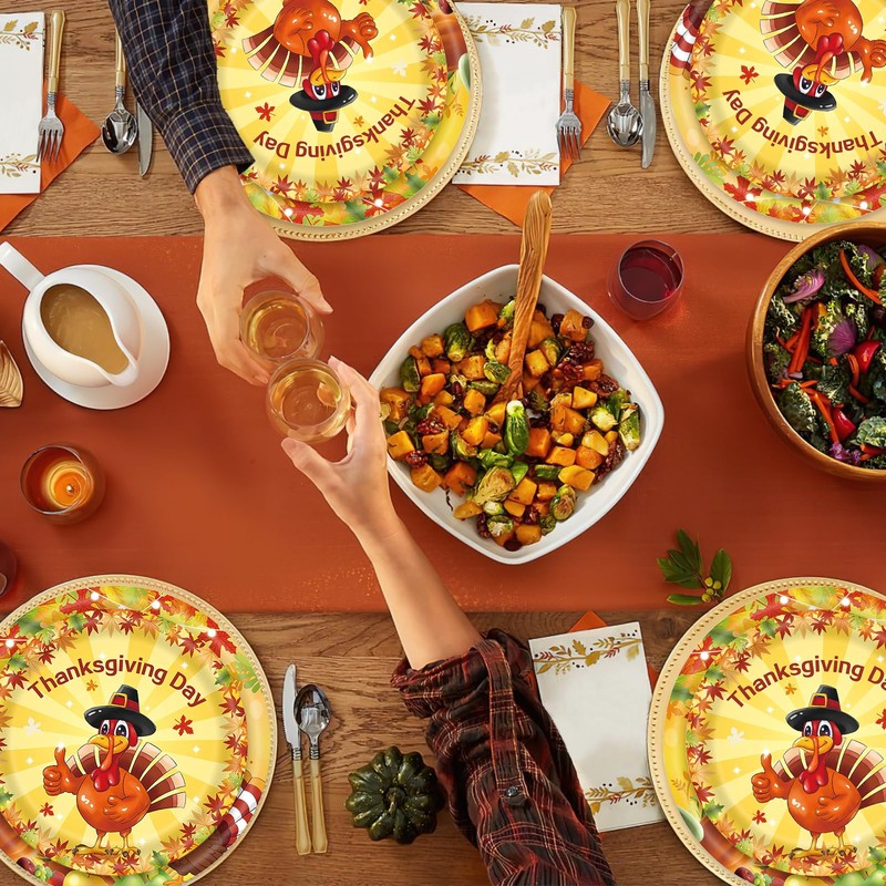 32 Pcs Fall Thanksgiving Party Paper Plates Pumpkin Maple Leaf