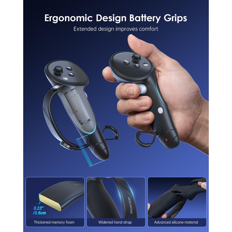 Maecker Charging Controller Grips for Meta Quest 3S for Quest