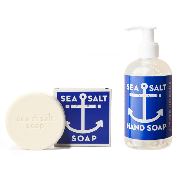 KALASTYLE Swedish Dream Sea Salt Invigorating Bath and Liquid Hand Soap, Bar and Pump Bottle, Set of 2
