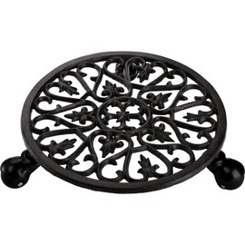 Fasmov Plant Caddy Cast Iron Plant Stand Plant Pallet Caddy Plant Pot with Heavy Duty Wheels Indoor Outdoor Planter Trolley Casters Rolling Tray Coaster