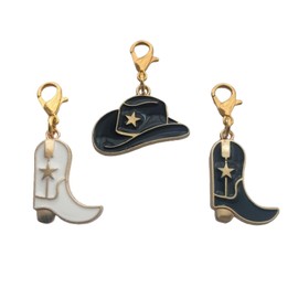 3pcs in Set Cowboy Boots and Hat Clip on Charm for Diy Necklace Bracelet Bags, Enamel Charm Western Style Jewelry Accessories