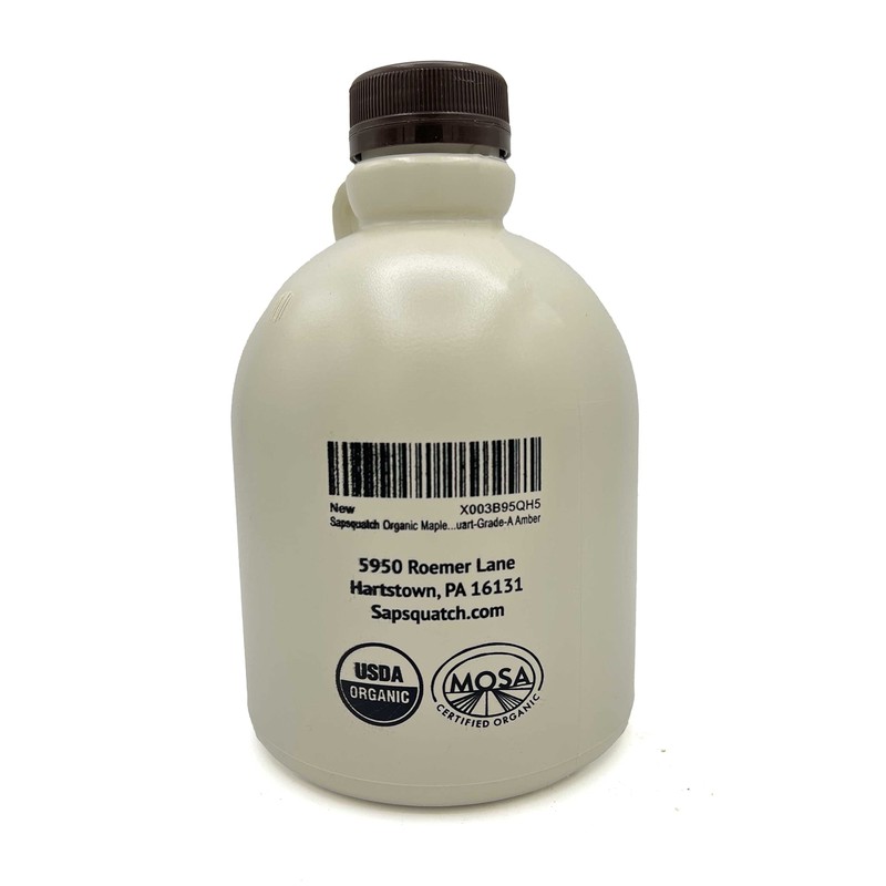 Sapsquatch Organic Maple Syrup - Quart - Grade-A Amber Rich