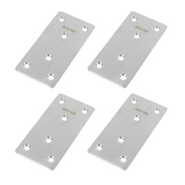 Antrader Flat Mending Plate,4Pcs Flat Straight Brace Bracket Stainless Steel Metal Straight Brace with Screws,3.92" x 1.93"