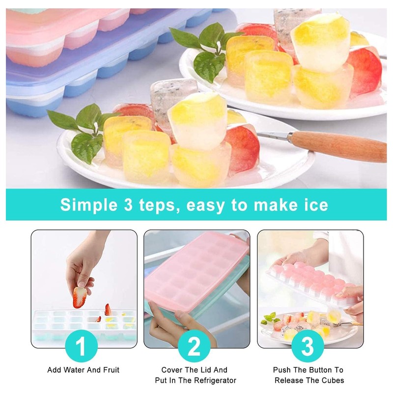 Silicone Ice Cube Tray with Lid - Mini Silicone Ice
