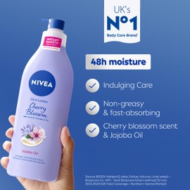 NIVEA Oil In Lotion Cherry Blossom & Jojoba Oil (400ml), Replenishing Body Lotion with Floral Cherry Blossom Scent & Pampering Jojoba Oil, Long-Lasting 48H Moisturising Cream, NIVEA Body Lotion