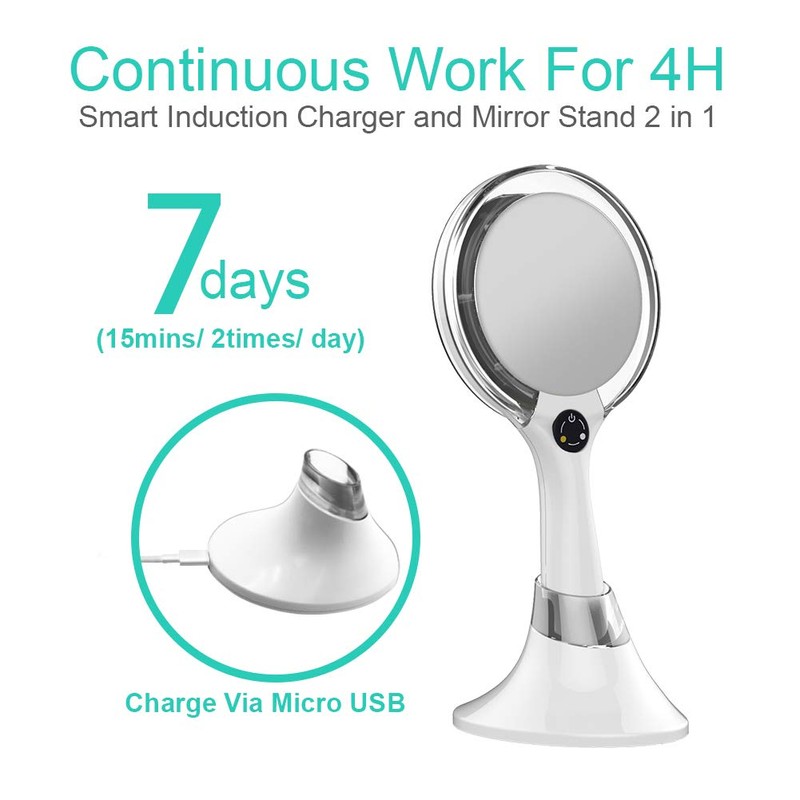 Starlite Handheld Rechargeable Lighted Makeup Mirror with Stand, 1X/5X Magnification,