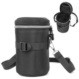 Uktunu Lens Bags Waterproof Shock Absorbing Large Lens Bag Camera Lens Protection Bag for Canon, Nikon, Tamron, Sony Lenses, Inner Size 120 x 230 mm, Black, black, Lens pockets