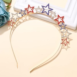 Soochat 4th of July Headband Rhinestone Patriotic Headband Crystal Star Hairband for Independence Day Party Hair Accessories