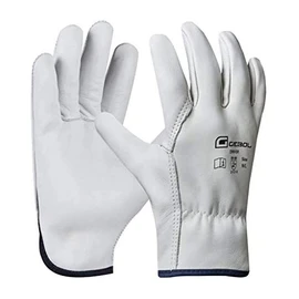 Gebol Driver | High Resistance Leather Work Gloves | Leather Gloves for Men | Size XXL (Size 11) | White | 1 Pair