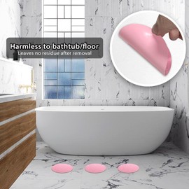 Coufce 24 PCS Bathtub Non Slip Stickers Pink Adhesive Decals Round Shape Anti Slip Shower Stickers Bath Non Slip Stickers for Floor Bathroom Stairs Ladders with Scraper