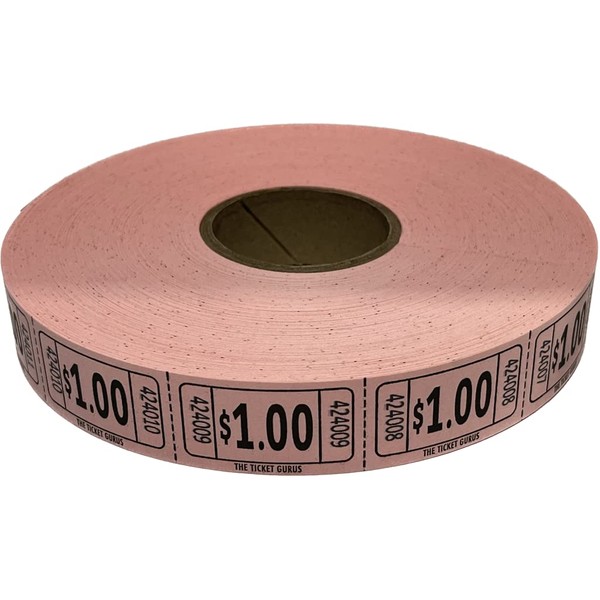 The Ticket Gurus-roll of 2000 Pink $1.00 Tickets Single Roll