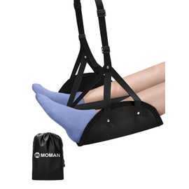 Moman Foot Hammock for Airplane – Travel Footrest with Upgraded Cotton Pad for Long Flights, Office, Car, Under Desk, Portable Leg Rest Swing for Adults