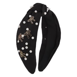 Santoddle Knot Headband for Women Pearl Knotted Head Bands Non Slip Wide Head Band Fashion Head Bands Knot Headband for Women