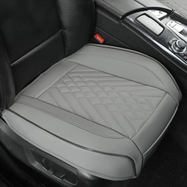 GIANT PANDA 1pack Front Car Seat Cover Bottom Seat Cover, PU Leather Driver Car Seat Protector Fits 95% of Vehicles, Wrapping Around The Bottom (Grey)