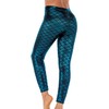 Alaroo Stretch Mermaid Print Fish Scale Leggings Tights Light Blue