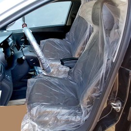 KEJJNYER 100 Pcs Disposable Car Seat Covers, Clear Plastic Car Seat Covers Waterproof Universal Disposable Seat Cover for Car Seats, Airplane Seats, Restaurant Seats